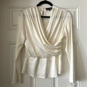 Something Navy Wrap Front Jacquard Top